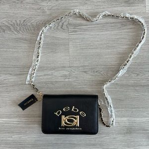 Bebe Black and Gold Crossbody Purse